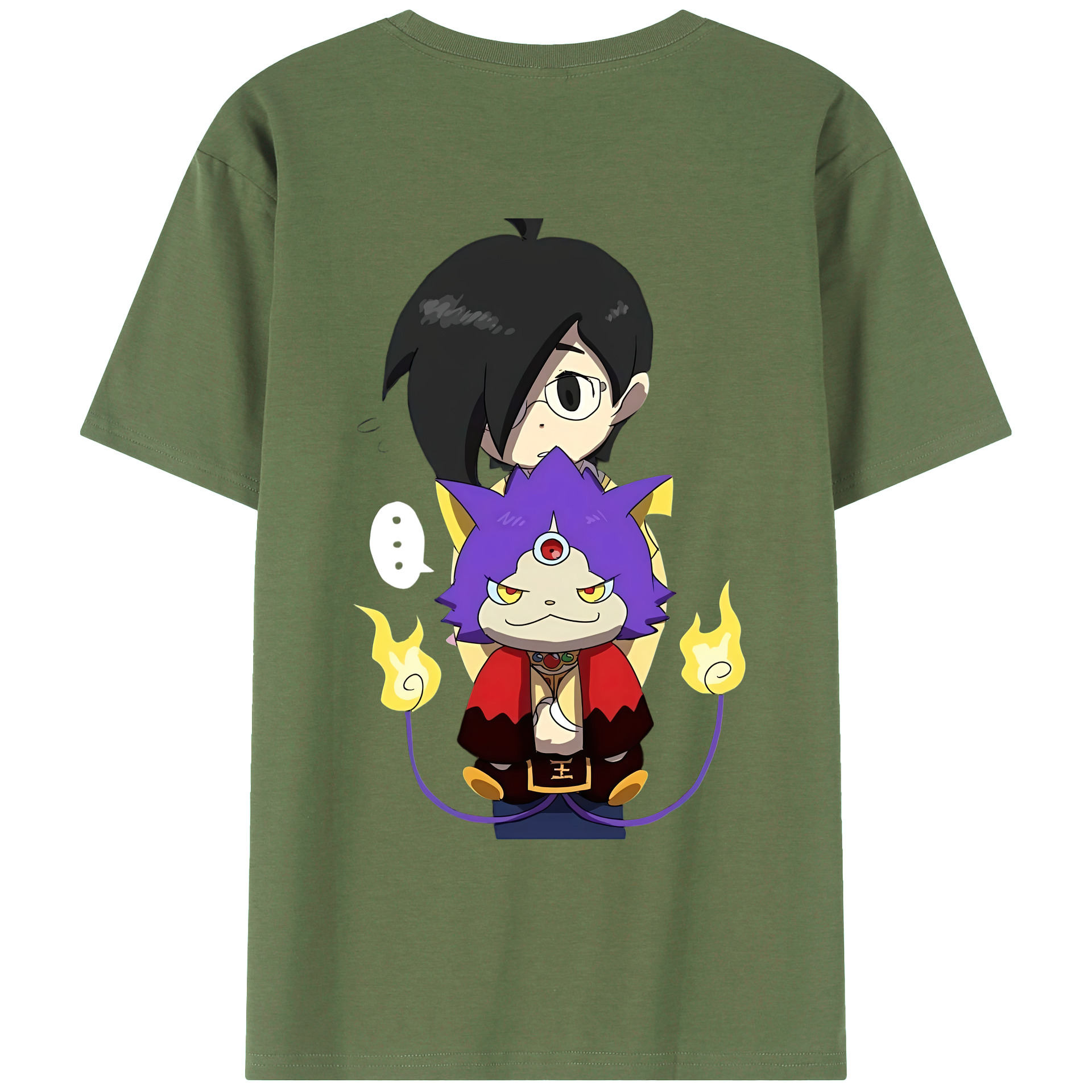 （画像用） 妖怪ウォッチ Yo-kai Watch 綿100％ メンズ半袖Tシャツ（バックプリント） 通気性
